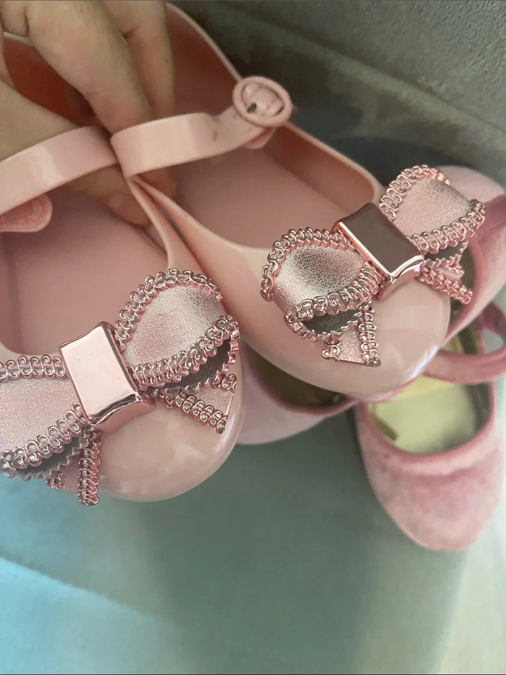 Mini Melissa Pink Girls' Mary Jane Shoes with Bow Embellishment